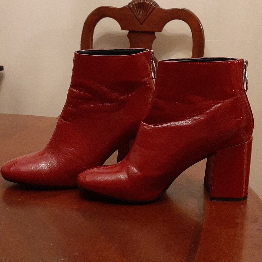 Red patented heel boot